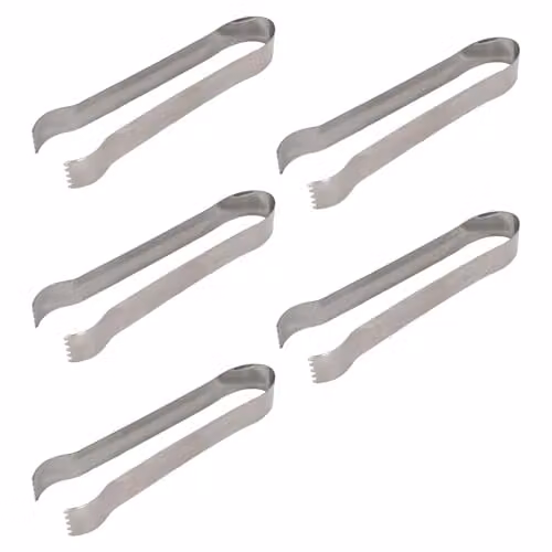 Rink Drink Stainless Steel Ice Tongs, Silver, 5 Pack – 1