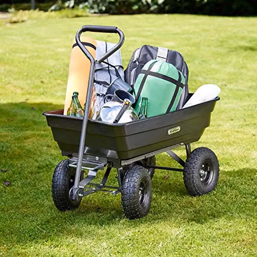 VonHaus Garden Dump Cart Black with 75L Capacity and 250kg Max Weight Load – 4