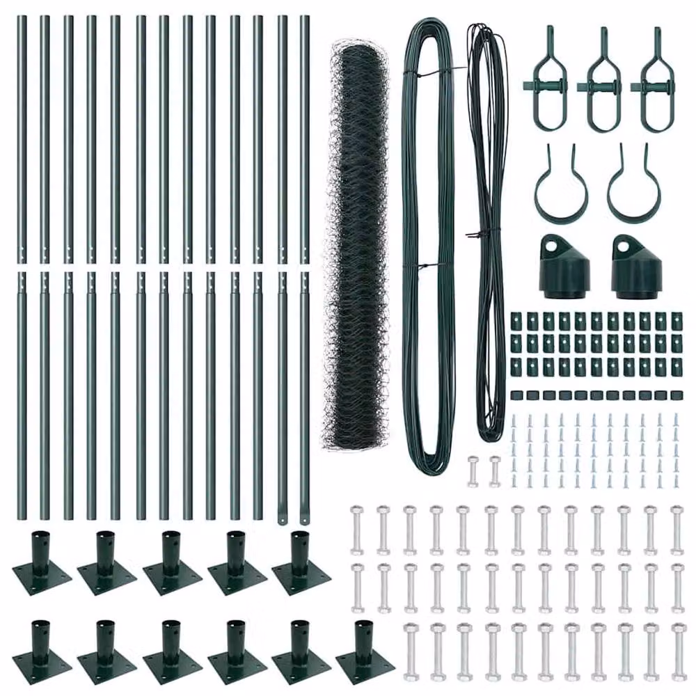 Berkfield Home Elegant Steel Fencing Set of 2, Forest Green, W/H: 1 m x 25 m – 4