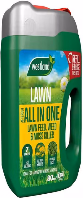Westland Aftercut All in One Lawn Feed, Weed and Moss Killer for 80m2, Green