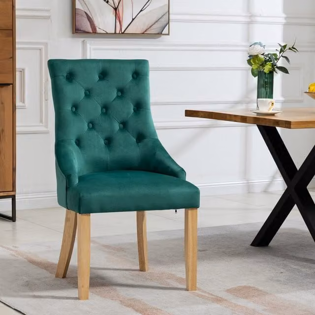 Artemis Home Ravenna Velvet Dining Chairs, Set of 2, Green