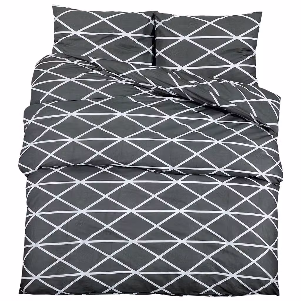 Berkfield Home Grey Cotton Duvet Cover and Pillowcase Set, W: 140 cm, L: 200 cm – 2