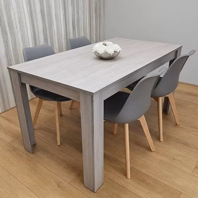 KOSY KOALA Modern Rectangular Dining Table and 4 Chairs Set in Dark Grey, W/D/H: 80 x 80 x 75 cm