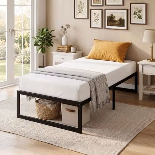 HOMCOM Single Bed Frame with Underbed Storage, Black, W/D/H: 90 x 190 x 32.5 cm