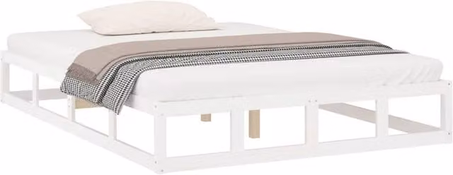 Berkfield Home Beautiful White Solid Wood Pine Bed Frame W/D/H: 140 x 190 cm