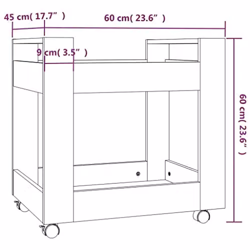 vidaXL Desk Trolley in Grey, W/D/H: 60 x 45 x 60 cm – 3