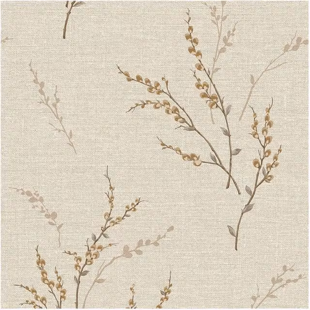 Belgravia Carmella Floral Textured Botanical Vinyl Wallpaper in Beige and Cream