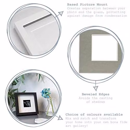 Nicola Spring Pack of 5 Modern Square 3D Shadow Box Photo Frames in Grey with Black Mount, 10 x 10 cm – 1