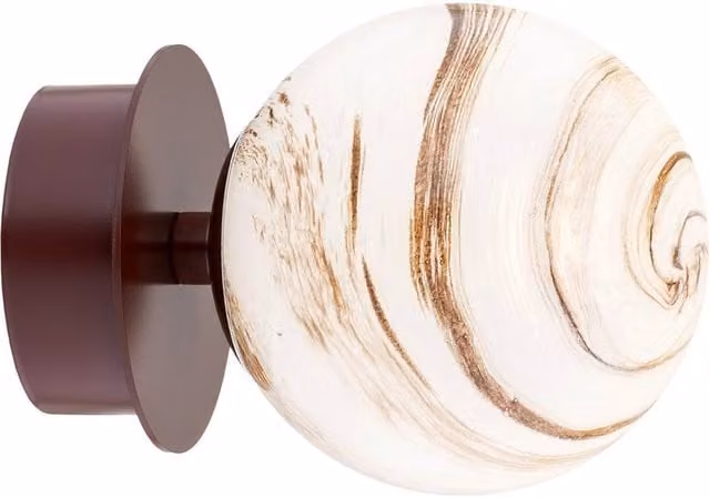 Netlighting Fabio Modern Wall Lamp in White and Chocolate Brown Marble Colour, IP44