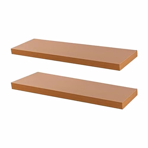 Harbour Housewares Modern Floating Wall Shelves, Pack of 2, Brown, W: 100 cm – 1