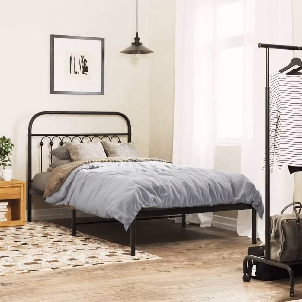Berkfield Home Classic Metal Headboard in Black, Width: 100 cm – 3