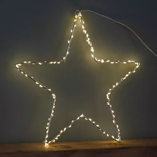 Samuel Alexander Silver and White Hanging Metal Christmas Star, Diameter: 30 cm