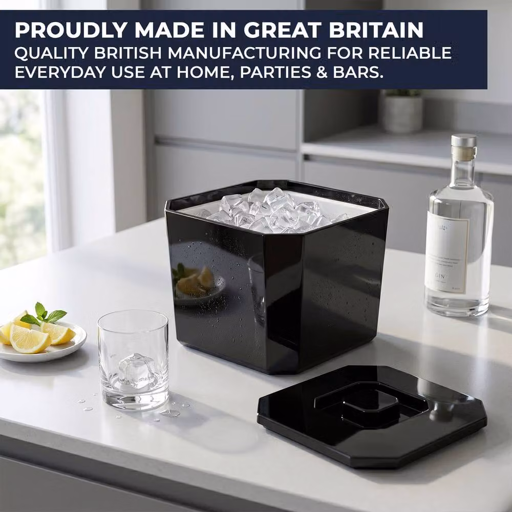 Chabrias Ltd Black Insulated Ice Bucket with Lid and Drainage Liner, 6 l – 2