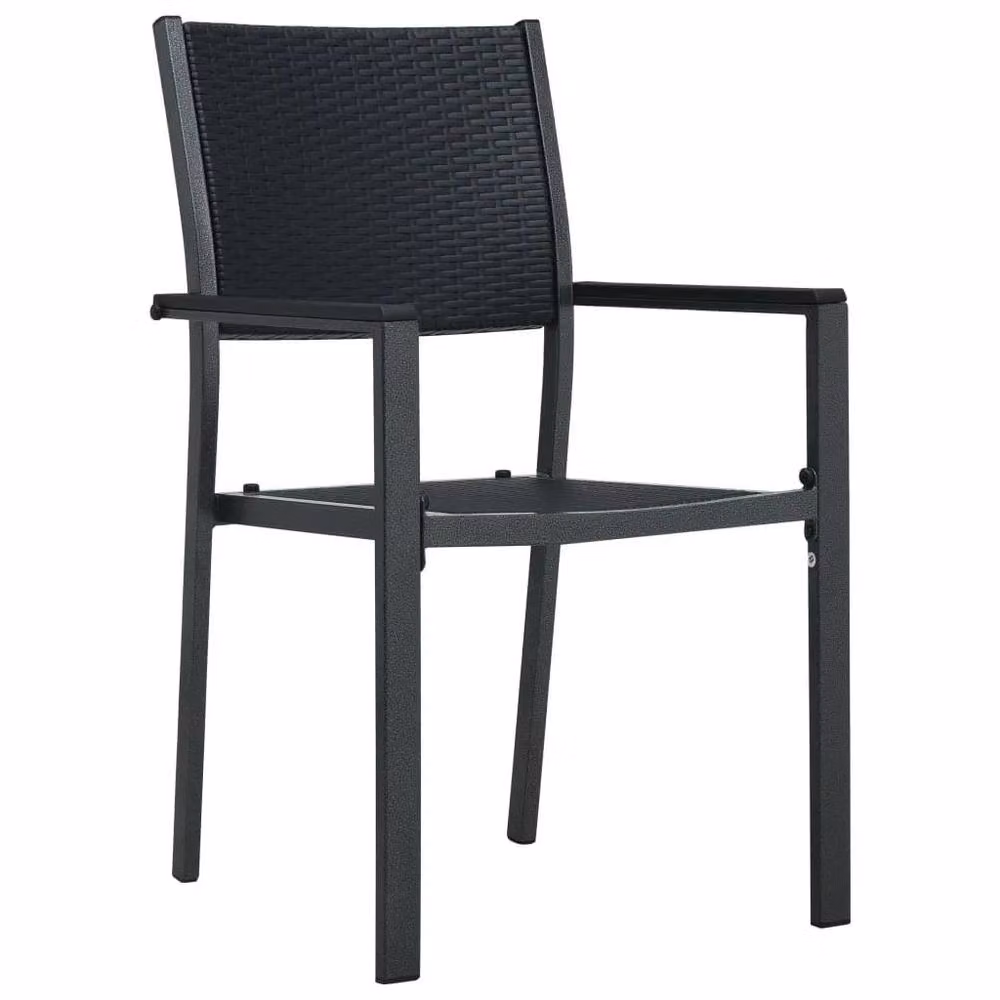 Berkfield Home 9 Piece Black Powder Coated Steel and Glass Rectangular Garden Dining Set – 3