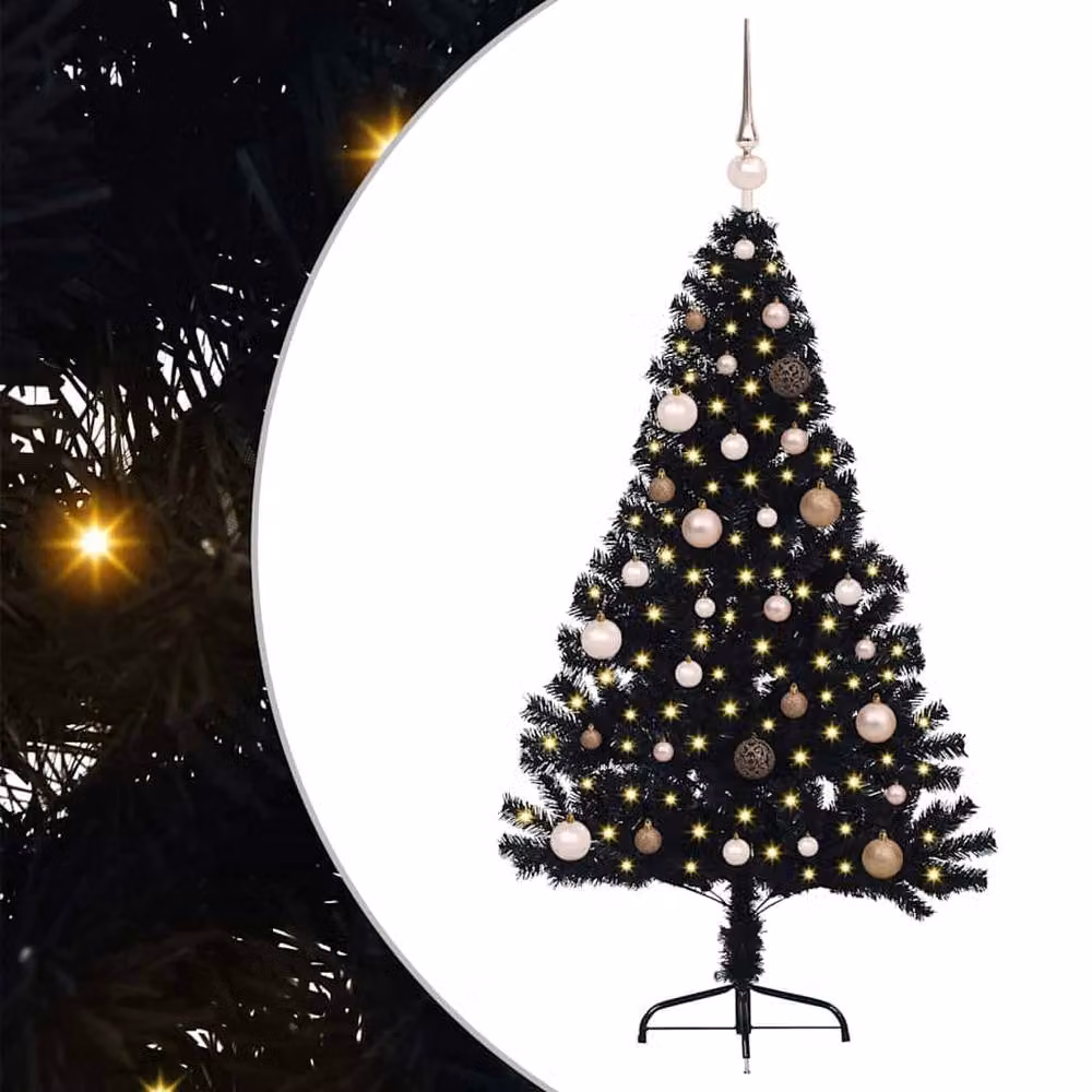 Berkfield Home Artificial Pre-lit Christmas Tree in Black, Height: 150 cm – 2