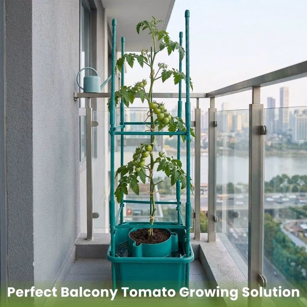 EONLION 9-Piece Green Garden Tomato Plant Pot and Support Set with Grow Bags – 3