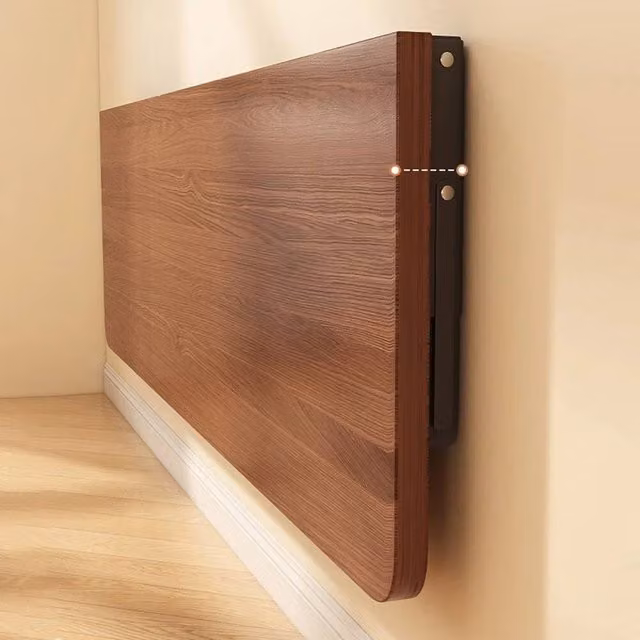 FLAVORA Brown Folding Wall Mounted Computer Desk, W: 80 cm, D: 40 cm