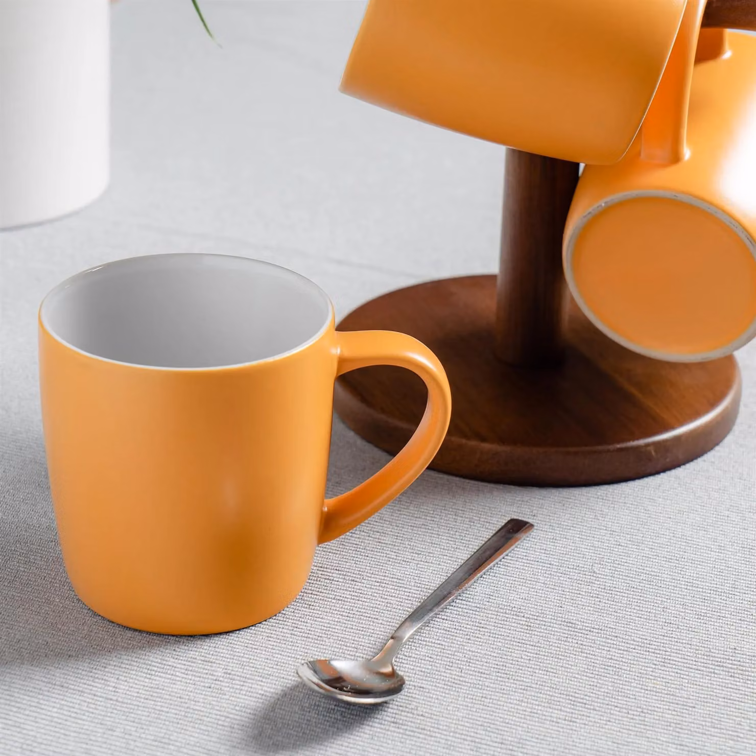 Argon Tableware Matte Grey and Yellow Ceramic Stoneware Coffee Mugs, 350ml, Pack of 6 – 5