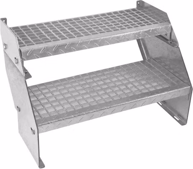 Monstershop Adjustable 2 Section Galvanised Steel Staircase in Silver, Width: 60 cm
