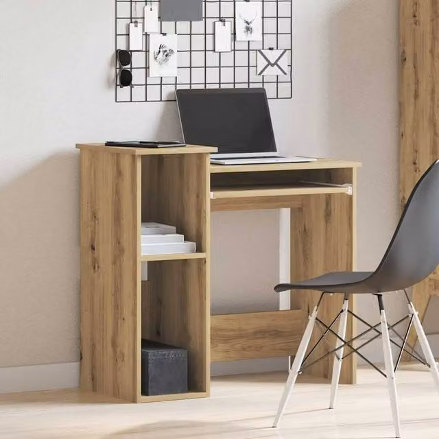 Berkfield Home Artisan Oak Decorative Writing Desk with Shelves in Brown, W/D/H: 84 x 40 x 78 cm