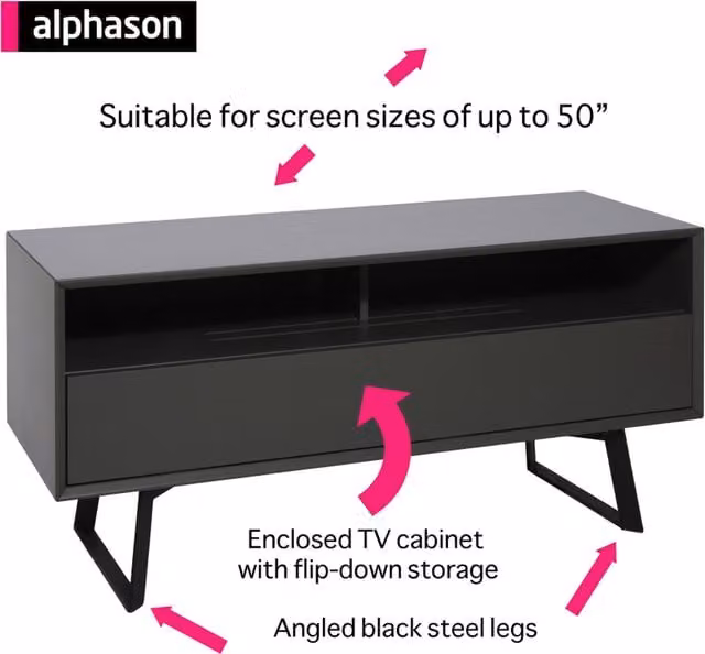 Alphason Carbon 1200mm TV Stand in Black and Grey