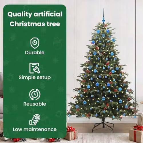 vidaXL Artificial Christmas Tree with 300 LEDs in Green, Height: 210 cm – 3