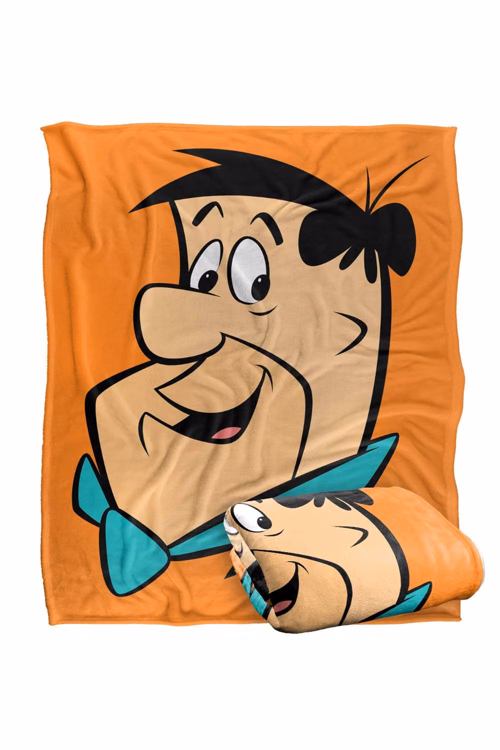 Warner Bros. Flintstones Fred Headshot Super Soft Fluffy Polyester Throw Blanket in Multicolour and Orange, Large – 2