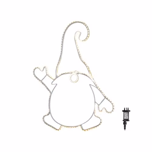 Samuel ALEXANDER White Metal Hanging Christmas Gonk Silhouette with 205 Warm White LEDs, H 46 cm x W 38 cm x D 37 cm – 3