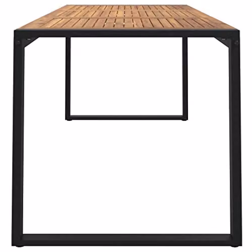 vidaXL Brown Acacia Wood Garden Table with U-shaped Legs, W: 180 cm, D: 90 cm, H: 75 cm – 4