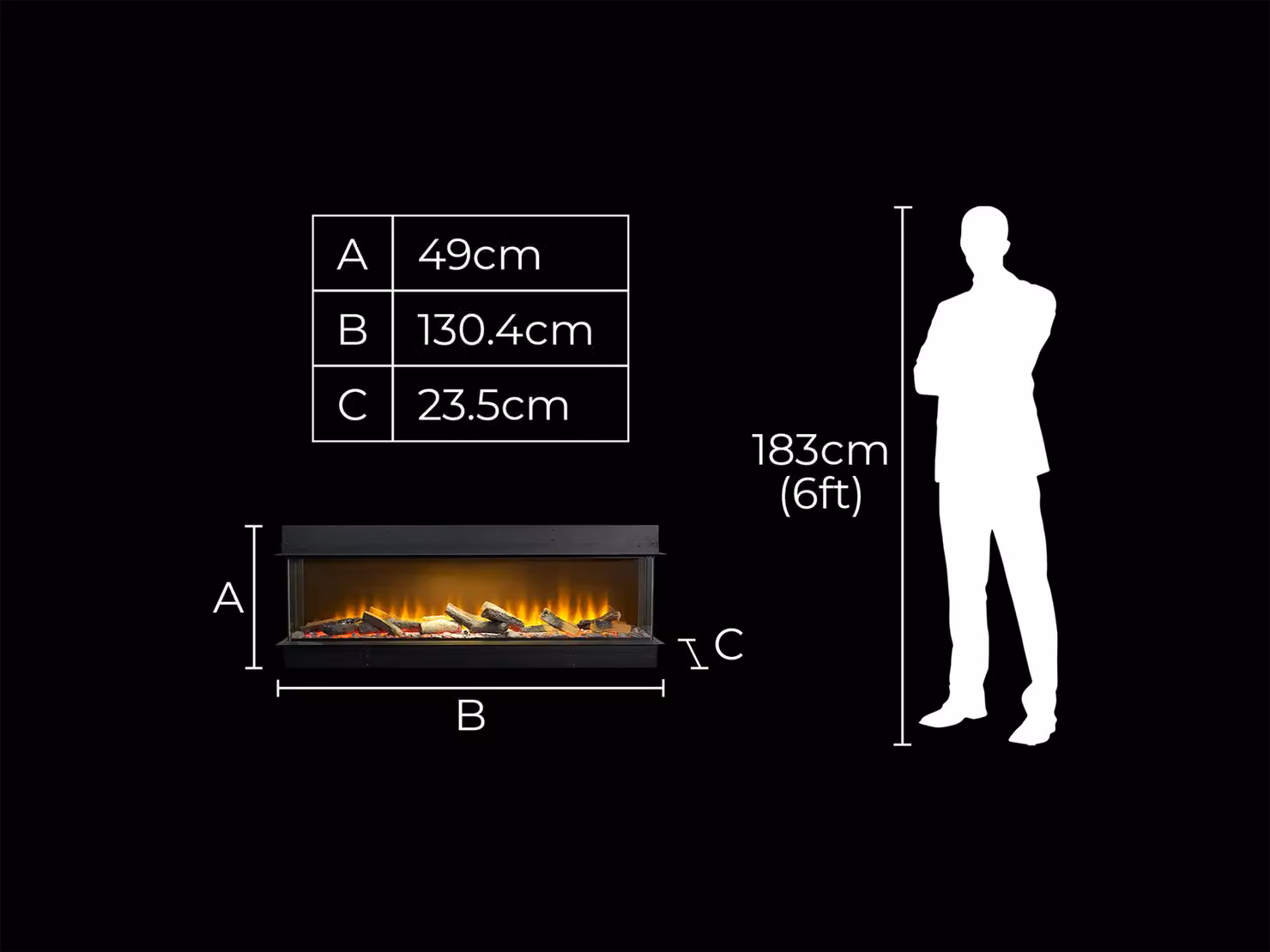 Acantha Aspire 125 Panoramic Media Wall Electric Fire in Black – 5