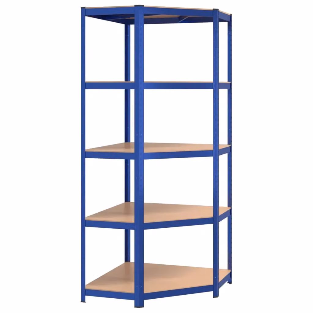 Berkfield Home 5-Layer Freestanding Corner Shelf in Blue Metal and Engineered Wood – 2