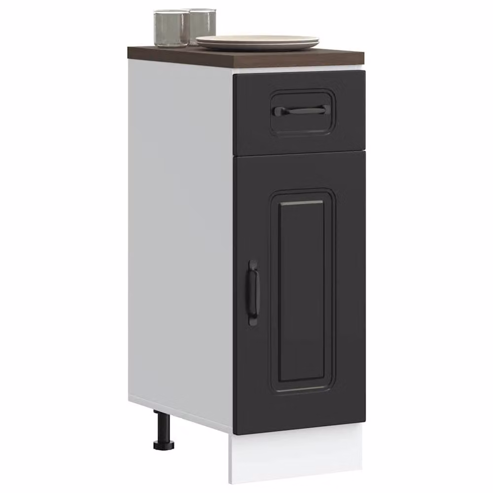 Berkfield Home Kalmar Kitchen Base Cabinet in Black Matt Engineered Wood, H: 81.5 cm x W: 46.0 cm x D: 30.0 cm – 2