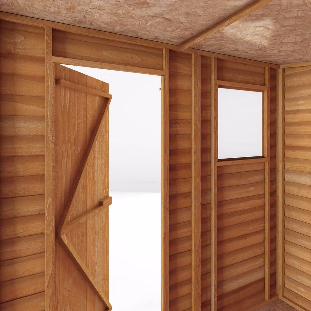Mercia Brown Wooden Overlap Pent Shed with Window and Single Door, W: 213.4 cm, D: 155.8 cm, H: 201 cm – 3