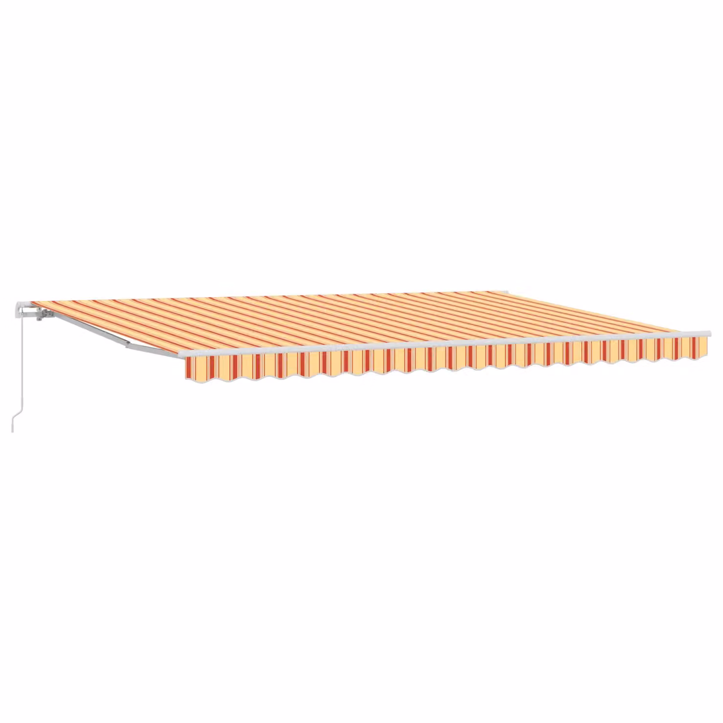 Berkfield Home Manual Retractable Wall-Mounted Folding Arm Awning in Yellow, Orange and Red Striped, W: 500 cm, D: 300 cm – 2
