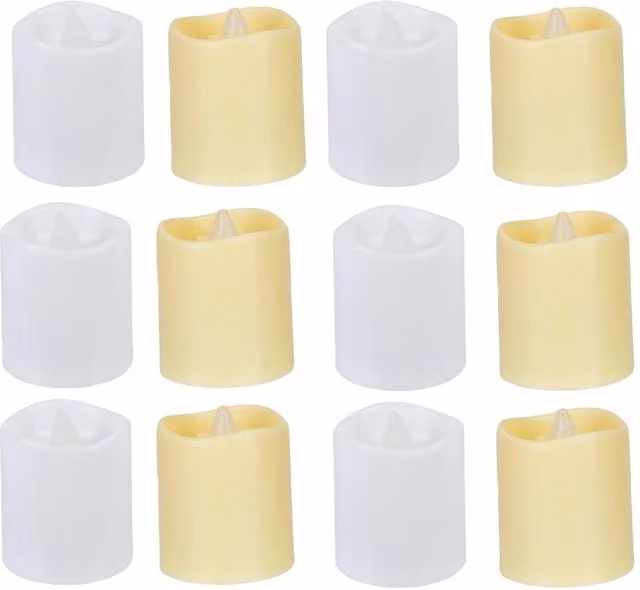 VFM e-Store Christmas White Tealights, Pack of 12, W/D/H: 4.5 x 4.5 x 3.5 cm