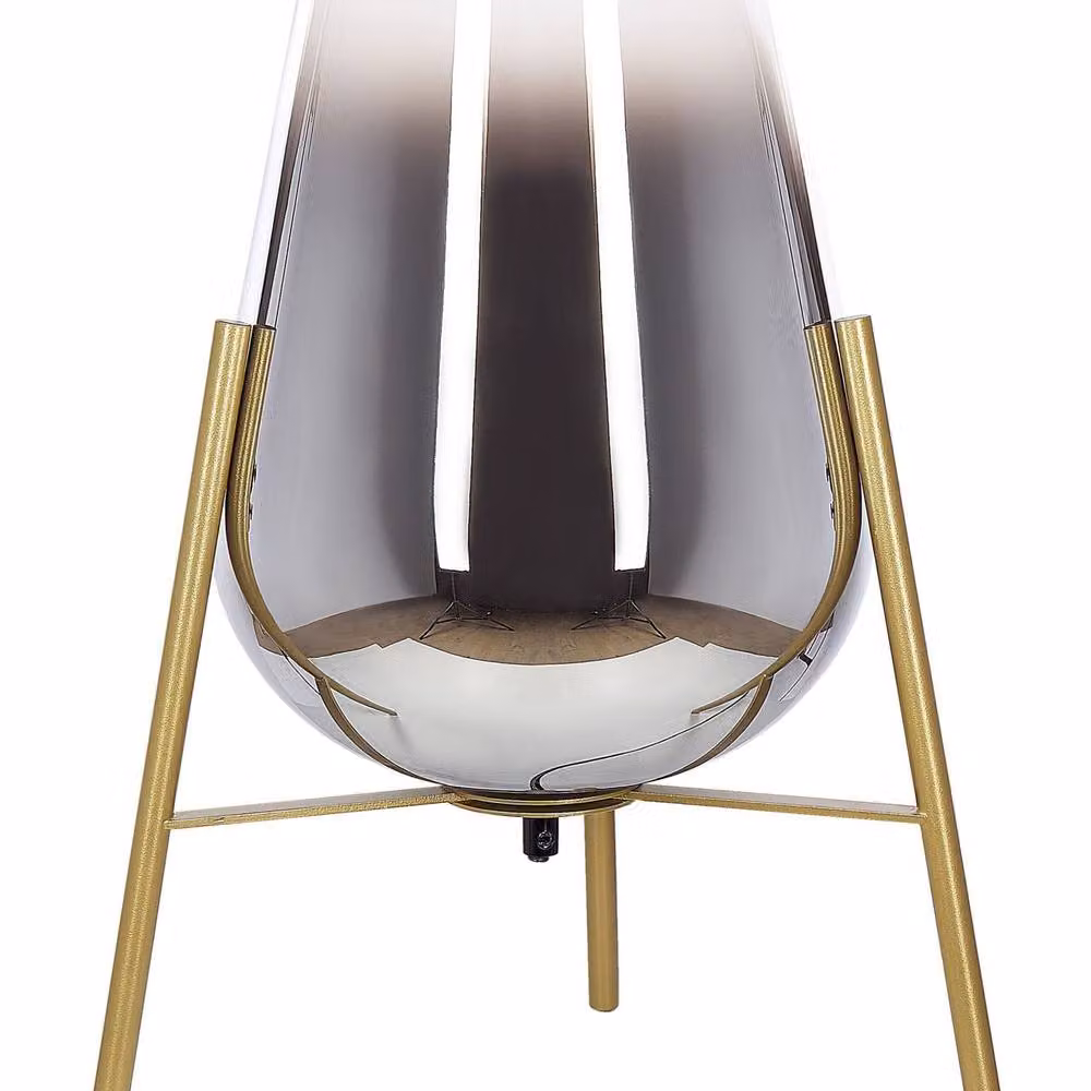 Wyld and Coco Gold Metal Table Lamp with Smoked Glass Shade – 2