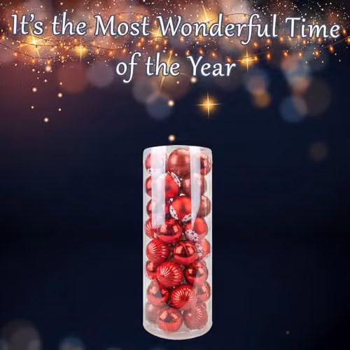 VFM e-Store Red Round Christmas Bauble Hanging Tree Ornaments, 6 cm – 4