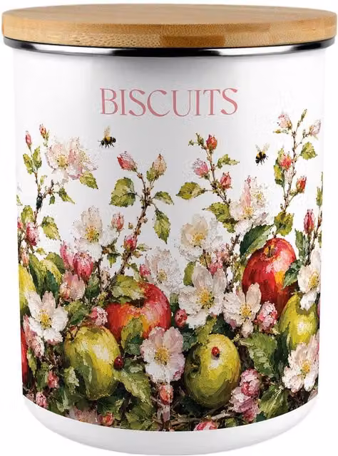 Purely Home Apple Blossoms Extra Large Floral Biscuit Tin, Multicoloured