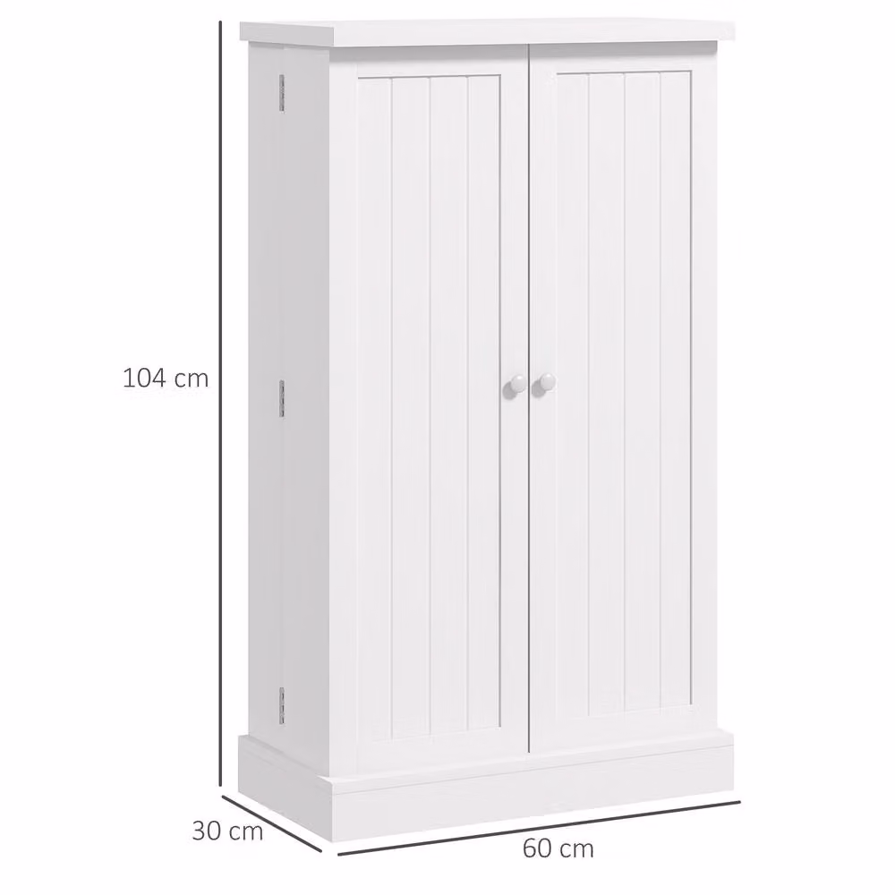 STILVORA White Matt Tall Kitchen Cupboard with Internal Shelves and Hinged Doors – 2