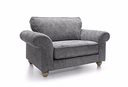 Abakus Direct Ingrid 2 Seater Cuddle Sofa in Steel Grey with Luxury Braided Chenille Fabric, W/D/H: 145 x 95 x 90 cm – 3
