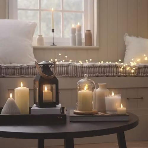 Lights4fun Brixham Small Black Leather Effect Handle Metal Lantern with TruGlow Pillar Candle and Remote Control – 3