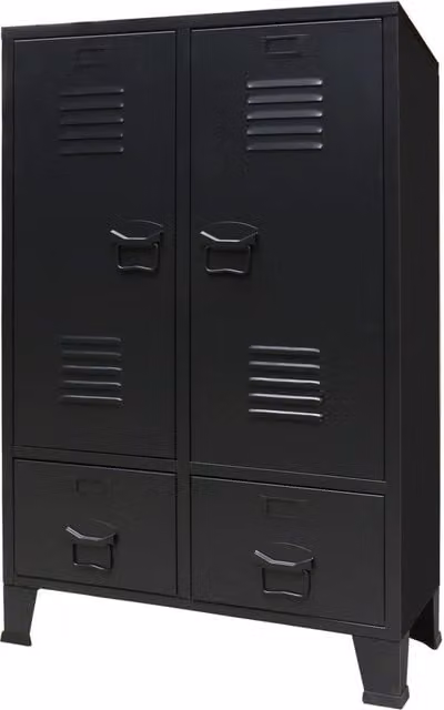 Berkfield Home Industrial Style Metal Wardrobe in Black, W/D/H: 67 x 35 x 107 cm – 1