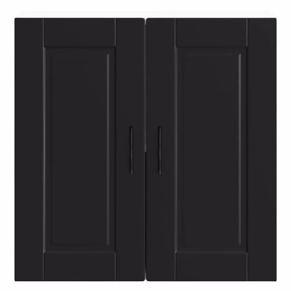 Berkfield Home Porto Black Matt MDF Wall Mounted Kitchen Cabinet with Hinged Doors and Internal Shelves – 4