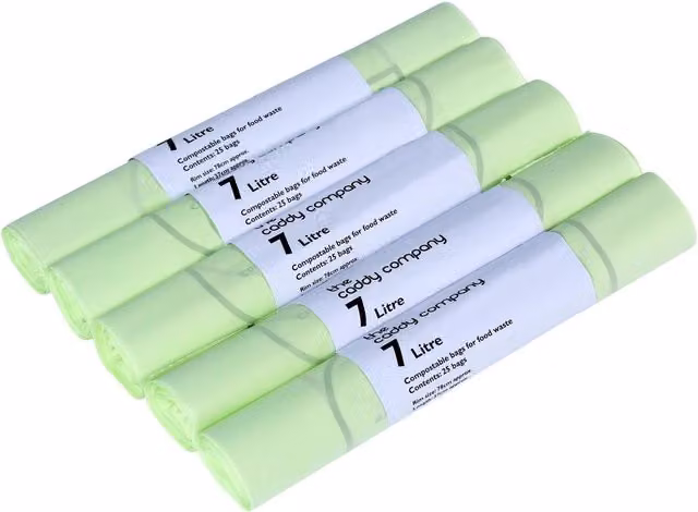 Caddy Company Compostable Food Waste Bin Bags, Green, 7 l