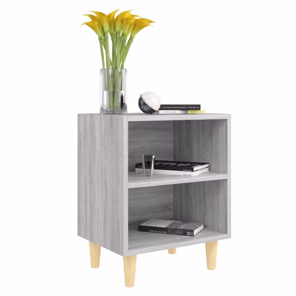 Berkfield Home Bed Cabinet in Grey Sonoma with Solid Wood Legs, W/D/H: 40 x 30 x 50 cm – 3