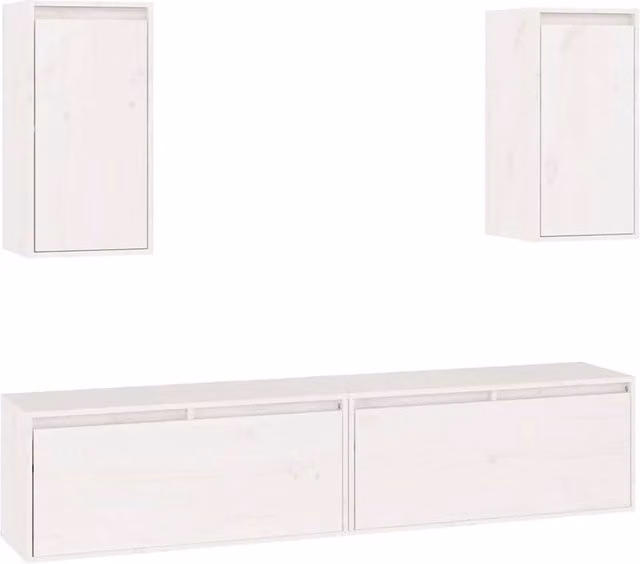 Berkfield Home Classic White Solid Wood Pine Wall Mounted Cabinet Set of 4