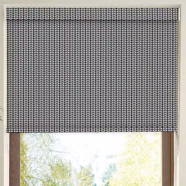 Orla Kiely Tiny Stem Made to Measure Blackout Roller Blind in Black