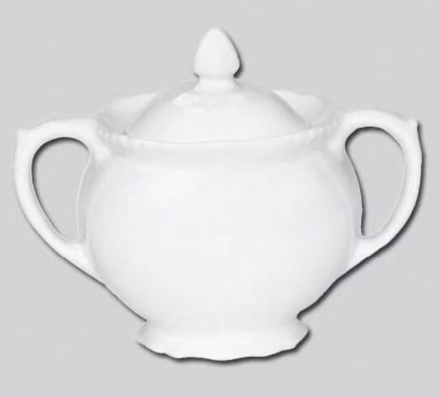 Orsina Elegant Embossed White Porcelain Sugar Bowl