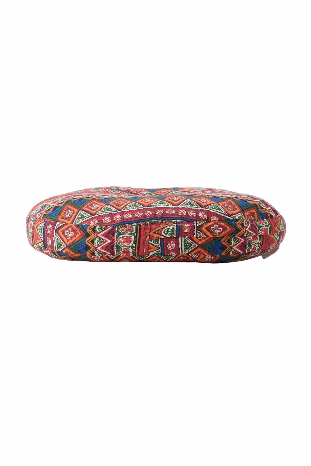 Living and Home Bohemian Style Round Linen Floor Cushion in Red with Removable Cover – 5