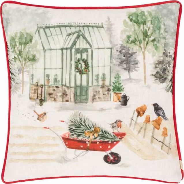 Evans Lichfield Winter Garden Printed Square Cushion in Multicolour Polyester Velvet